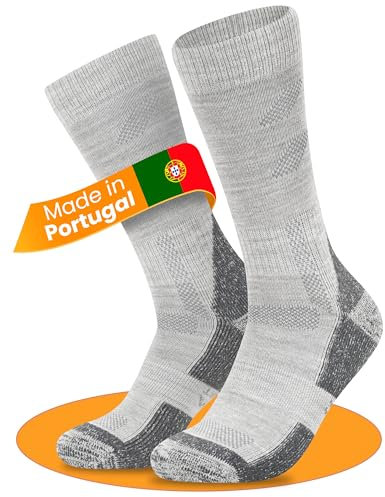 Alpenwert® Merino Wandersocken 3 Paar [MADE IN PORTUGAL] Trekkingsocken Herren & Damen - Anti-Blasen und gepolstert Wandern Outdoor Aktivität (DE/NL/SE/PL, Numerisch, 39, 42, Regular, Regular, Grau)