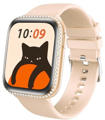 AIYAAIYA Montre Connectée Femme, 1,75 AMOLED Smartwatch Etanche IP68 pour Android iOS avec 130+ Sport Podometre Cardiofrequencemetre Oxymetre Notification SMS/Appel (Bracelet Orange)