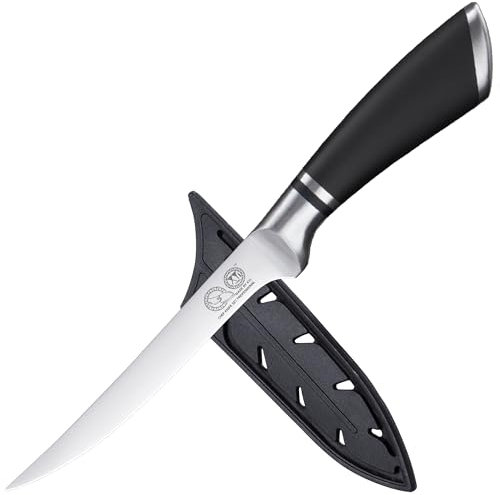 XYJ 6 pollici filetto coltello posate da cucina, ultra affilato in acciaio inox salmone pesce carne intaglio coltello da bistecca, professionale disossamento coltello con custodia guaina