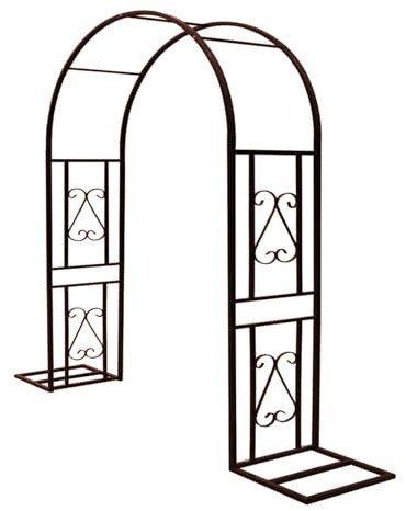 Gartenbogen, großer Gartenpavillon für den Innen- und Außenbereich, Hinterhof, Terrasse, Hochzeitshof, Kletterpflanzen, robuster Rosenbogen, Rosenspalier aus Metall (braun, 340 x 40 x 230 cm