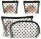 4 Pcs Heart Print Mesh Makeup Bags - Portable Mesh Storage Organizer with Zipper for Women's Travel & Home Office Cosmetics