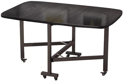 zxhrybh Mesa Comedor Plegable, Mesa Cocina Plegable Rectangular, Mesa Plegable Comedor con Hojas Abatibles en Forma de Mariposa, para Espacios Reducidos(Black,27.5in/70cm)