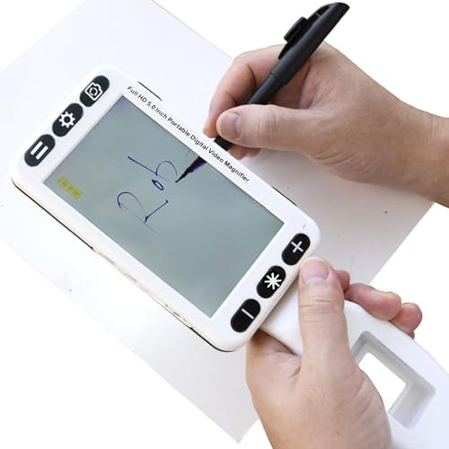 guoyjmm Loupe portative de Lecture électronique Loupe vidéo numérique Portable de 5 Pouces pour malvoyants, Zoom 2X-48X, 26 Modes de Couleur, Sortie AV HDMI vers téléviseur,White