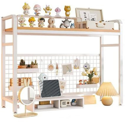 Metal 3 Tier Desktop Bookcase for Computer Desk and Dorm Storage White Home Office and Dorm Desktop Furniture