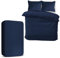 MOONLIGHT20015 King Size Duvet Cover Sets 4 Piece Satin Stripe Duvet Covers Soft Brushed Microfiber Bedding Set with Fitted Sheet & 2 Pillow Cases (Navy, 230x220 cm)