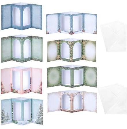 Ideen mit Herz Motiv-Grußkarten & Umschläge | Aufstellgrußkarten | Klappkarten | DIY Windlicht | Weihnachten & Winter 8 Designs in 2 Größen | 24-teilig