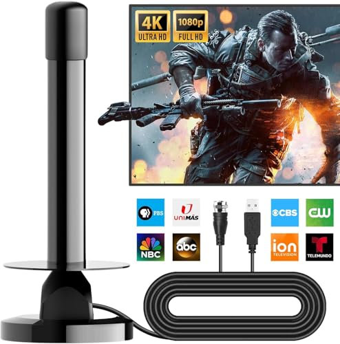 2025 Upgraded TV Aerial - Indoor TV Aerial for Smart TV with Signal Booster, Digital TV Antenna indoor with strong signal uk for Miles Long Range Support 4K 1080P HDT - New