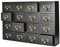 Flexzion Apothecary Cabinet with Drawers - 16 Vintage Apothecary Drawers Desktop Organizer for Home & Office - Wooden Tabletop Library Card Catalog Cabinet Storage for Jewelry, Makeup & Tools, Black