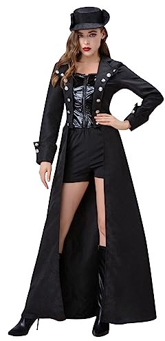 Generisch Karneval Kostüm Damen Piratenkostüm mit Piratenhut Cosplay Dress Up Set Mittelalter Piraten Kostüm Frauen, Faschingskostüm für Halloween Karneval Fasching Mottoparty