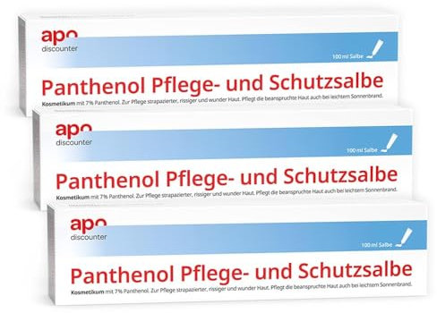apodiscounter Panthenol Pflege- und Schutzsalbe (3x 100 ml) - Mit Panthenol & Vitamin E - Panthenol Salbe für empfindliche, rissige & greizte Haut - Wundheilung