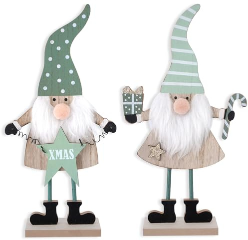 2 X Zwerge Weihnachtsdekorationen Innen Holz Weihnachten Zeichen Nette Bauernhaus Weihnachtsdekorationen für Home Regal Mantel Kamin Tisch Fensterbank Party Gnom Dekor