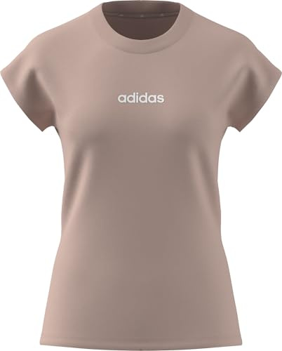 adidas Women's Essentials LINEAR Cotton T-Shirt, Blush pink/White, M