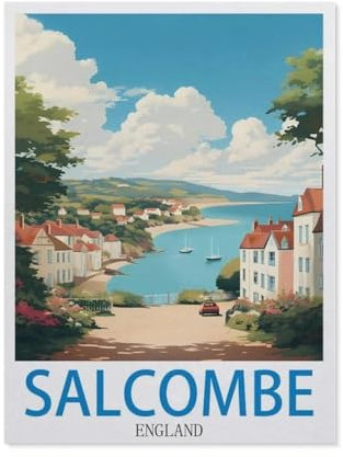 Jigsaw Puzzles for Adults 1000 Piece，Salcombe England Vintage Travel Posters，Difficult Puzzle Perfect Educational Gift for Boys And Girls（50x70cm）-DC29