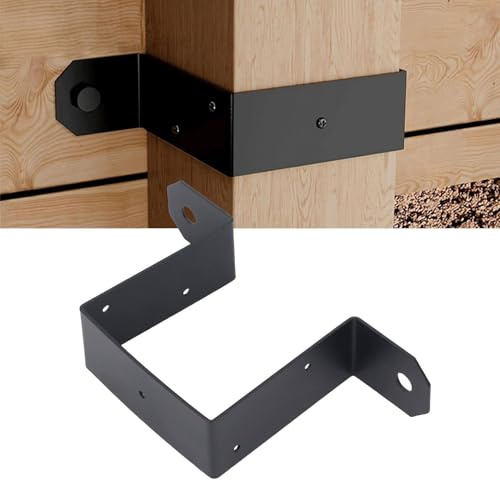 4pcs Strap Post Ties Brackets, Square Tube Strap Clamp,U-Shaped Pipe Clamp, Black Square Tube Buckle for 4x4 Deck Fence Post Tie