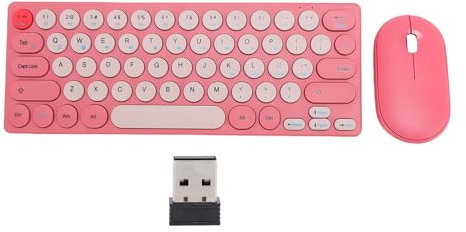 Denash Combo de Mouse de Teclado Inalámbrico Retro, 64 Teclas Teclado de Respuesta Rápida de 1200 Ppi, Diseño de Sueño Automático único, Conexión Inalámbrica de 2.4GHz, para, para OS X (Rojo)