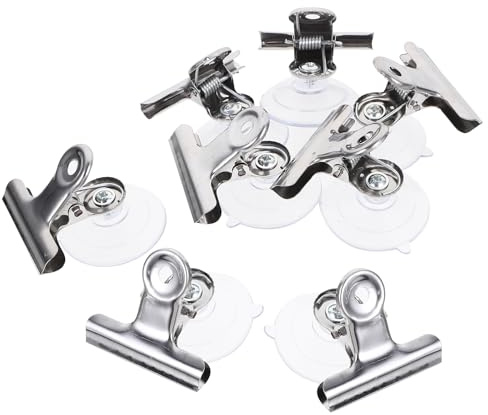 VALICLUD 8 Stück Saugnapfclips Mit Robustem Edelstahlclip Starker Saugnapf Zum Befestigen Von Fensterschildern Und Dekoration Wiederverwendbar 2.28 X 2.09 X 1.57 Zoll