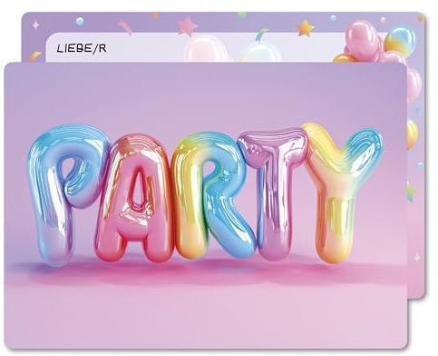 Einladungskarten Kindergeburtstag Ballon-Motiv pink lila Party 12 Stück | DIN A6 aus stabilem 350 g/m² Karton, glänzende 3D-Ballon-Optik – für Mädchen-Geburtstag und Motto-Party