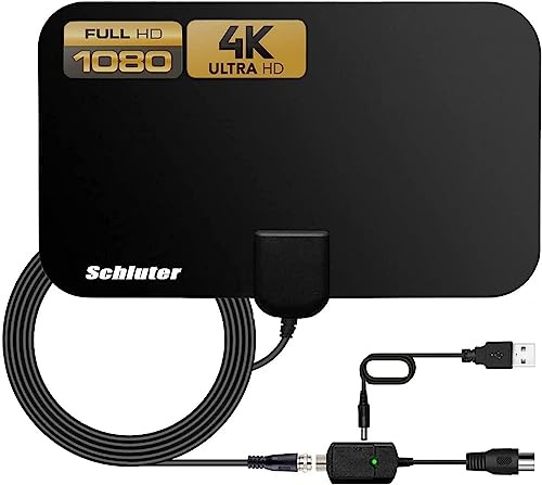 Antenna TV, Antenne TV Interna, Antenna HDTV Digitale 280+ Miglia Amplificata con Amplificatore di Segnale Support 4K HD/VHF/UHF per Home Smart Televisione/Radio