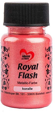 Ideen mit Herz Royal Flash, Acryl-Farbe, metallic, mit feinsten Glitzerpartikeln, 50 ml (koralle)