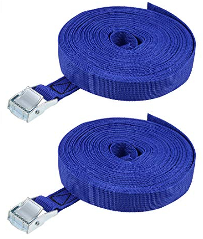 sourcing map 2Stk Nockenschnalle Zurrgurt 12Mx25mm 250Kg Ladekappe Polypropylen für Transport Fracht Blau
