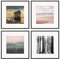 PHOTOLINI Alu-Bilderrahmen 30x30 cm Schwarz schmal, 4er Set Metall-Rahmen aus Aluminium, bruchsicheres Acrylglas, mit Passepartout für Fotos 20x20 cm, Zubehör, modernes Design für Poster & Fotos