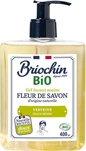 Briochin depuis 1919 - Seifenblume, Gel, Vorderseife, natürliche Verbene, 400 ml, ideal für alle Hauttypen, Bio-Cosmos-Organic, lokale Herstellung in Frankreich