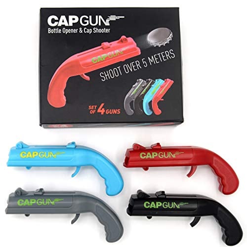 Frola Beer Bottle Opener Creative Funny Launcher Shooter Beer Gun Bottle Opener Funny Shoots Over 5 Meters(Red+Gray+Blue+Black)