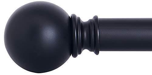 NICETOWN Gardinenstange, verstellbar, 3,8 cm Durchmesser, modernes Kugelend-Design, dekorativ, 71,1-122,9 cm Länge, Schwarz matt