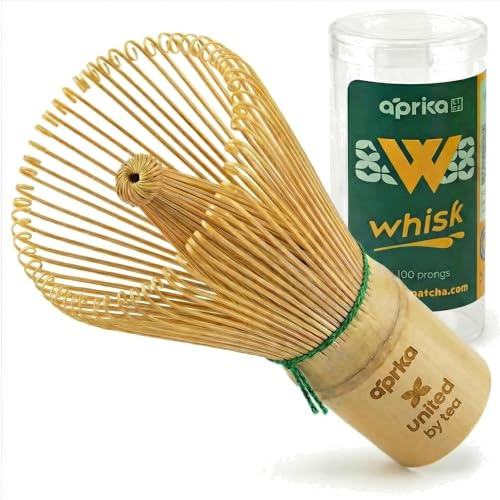 Aprika Life Matcha Whisk, Bamboo 100 Prong Chasen for Matcha Powder, Japanese Tea Ceremony Tool for Latte Drinks