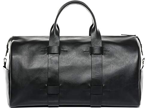 FEYNSINN große Weekender echt Leder - Sporttasche Troy 50 cm - Reisetasche Handgepäck mit Schultergurt - Ledertasche Herren und Damen schwarz handgefertigt