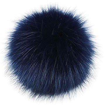 Asalinao Kunstpelz Pompon Anhänger 10cm für Hüte Mützen Tasche, DIY Strickmützen Accessoires-Kunstpelz Pom Pom Ball mit Druckknopf (B)