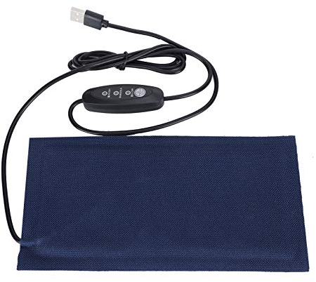Tnfeeon Pet Heating Mat Pad Carpet Electric Heated USB Power Supply Adjustable Temperature for Soft Cosy for Puppies Kittens lizard(L)