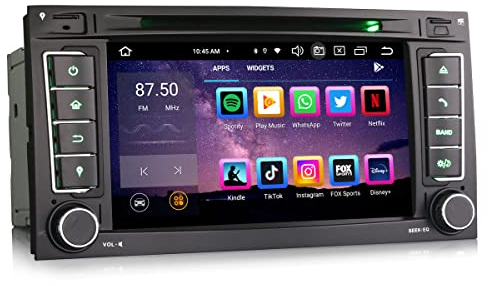 Erisin Android 13 8-Kern 4GB RAM+ 64GB ROM Autoradio Mit GPS für VW Touareg T5 Multivan 7 Zoll Navigation DAB+ Radio Integriertes kabelloses CarPlay Touchscreen WiFi FM Bluetooth 5.0 A2DP RDS Canbus