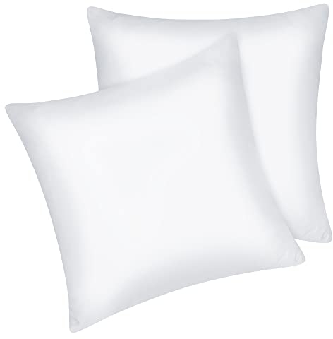 Fittia 2er-Set Satin Kissenbezug Premium Kopfkissenbezug Kissenhülle Haar- und Hautpflege Seidig mit Reißverschluss, Weiß, 80x80cm