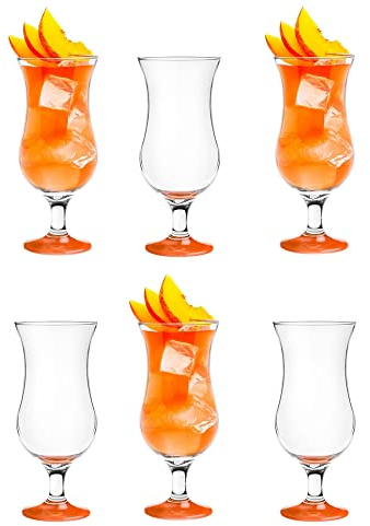Glasmark Krosno Gläser Cocktailgläser Set Longdrink Cocktail Gin Bier Wasser Longdrinkgläser Cocktailgläser Trinkglas Wasserglas Glas Smoothie Dessert Spülmaschinenfest Orange 6 x 420ml