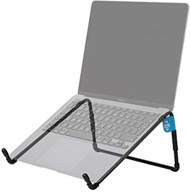 R-Go Tools Steel Travel, Laptopständer, Tragbarer/Faltbarer/Ergonomischer Laptophalter, Kompatibel mit MacBook Pro/Air, Dell, HP, Samsung, Lenovo von 10 bis 22 Zoll, Stahl, Schwarz, RGOSC015BL