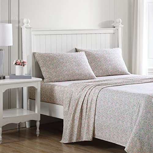 Laura Ashley, Bettlaken-Set, Baumwoll-Perkal Bettwäsche-Set, leicht und atmungsaktiv, Home Decor, Schlafzimmer-Essential (Lovestone Rosa, Doppelbett)