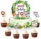 i-QiQi Jungle Animal Birthday Cake Toppers Decorations, Zoo Animal Cupcake Toppers for Safari Jungle Theme Birthday Decorations, Happy Birthday Cake Toppers for Kids Boy Girl 1st 2nd 3rd 4th