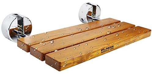 Siège de douche pliable en teck de 50,8 cm à montage mural, banc de douche pliable pour espace de douche, tabouret en bois de teck pour douche intérieure, femmes enceintes, charge maximale de 200 kg