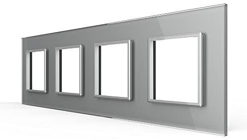 LIVOLO Einbau ZigBee Steckdose SmartHome Touch inkl. Glasrahmen C7ZBED für Handy App steuerung WiFi Kompatibel mit Alexa, Google Assistant (4-Facher Glasrahmen, Grau)