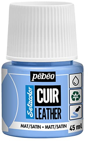 Pébéo - Setacolor Leder - Acrylfarbe für Leder und Kunstleder - Personalisierung von Taschen, Schuhen, Sneakern - kratz-, knick- und scheuerfest - matter/seidenmatter Finish - Eisblau - 45 ml