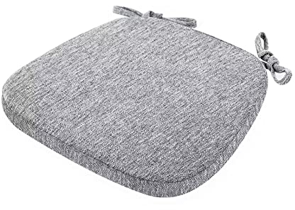 Yadlan Sitzkissen Stuhl 4er Set, Stuhlkissen 40x40 Mit BäNdern Landhaus, Sitzpolster Stuhl Halbrund 4 StüCk, rutschfest Sitzkissens KüChenstuhl 4.5cm Dick Sitzpolster Gepolstertes Hellgrau