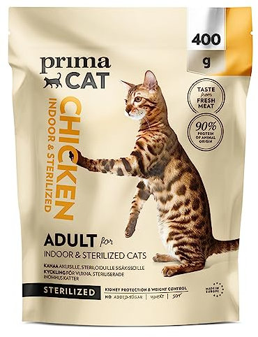 PrimaCat - Trockenfutter für sterilisierte Katzen, Geschmacksrichtung Huhn, 400 g