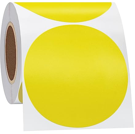 Hycodest Kreis Thermo Aufkleber Etiketten, Mehrzweck Selbstklebend Runde Direkt Thermoetiketten für Etiketten Drucker 350 Etiketten (Yellow, 76mm)