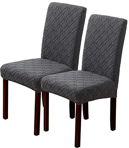 LANSHENG Stuhlhussen, Stretch Stuhlhussen Schwingstühle, Abnehmbarer Waschbarer Stuhlbezug für Esszimmer, Küche, Hotel (2er Set, Grau)
