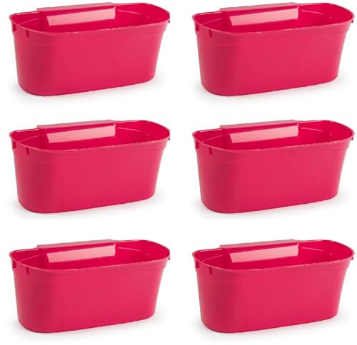 Tradineur - Pack de 6 Cestas recogedoras multiusos para cocina - Fabricado en plástico - Recogedor para diversos usos - 13 x 30 x 17 cm - Color Rosa