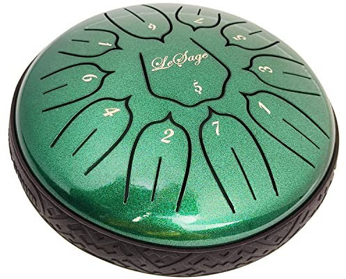 LeSage buddha stones steel tongue drum 6 inch 11 Note Healing Instruments Ethereal Drum percussion instruments for adults Yoga Meditation Green