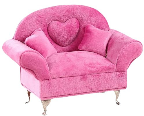 XJKLBYQ Sofa-Schmuckschatulle, Sofa-Form-Schmuckschatulle-Fonds Öffnen, 1/6-Skala Möbel Samt staubsichere Puppen-Couch mit Deckelschmuckschachteln für Frauen Mädchen (B)