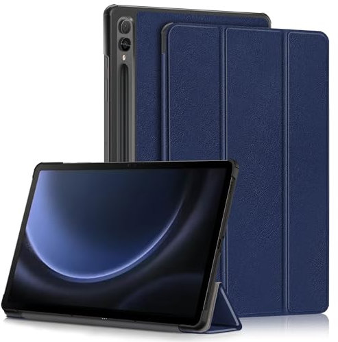 Yiernuo Custodia per Samsung Galaxy Tab S9 FE+/Tab S9 FE Plus/Tab S9 Plus 12,4 Pollici SM-X610/X616 X810/X816B/X818U Tablet,Ultra Sottile Cover con Funzione Supporto e Auto Sveglia/Sonno,Blu scuro