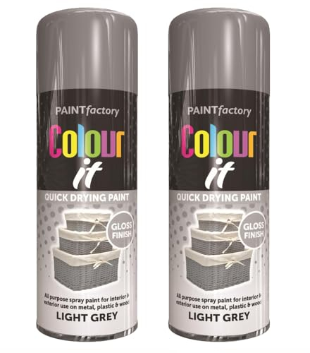 Inspired Essentials - All Purpose Aerosol Spray Paint 400ml Quick Drying Spray, Fast Dry and Excellent Coverage for Metal, Wood, Plastic and More (1, Light Grey)